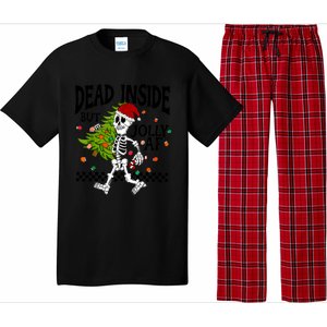 Dead Inside But Jolly Af Funny Skeleton Christmas Tree Retro Cute Gift Pajama Set