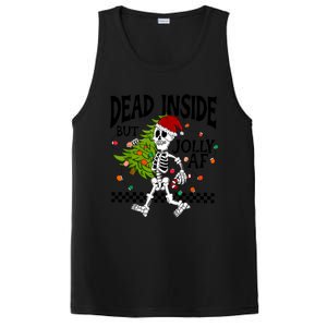 Dead Inside But Jolly Af Funny Skeleton Christmas Tree Retro Cute Gift PosiCharge Competitor Tank