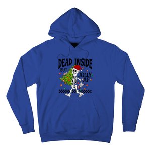 Dead Inside But Jolly Af Funny Skeleton Christmas Tree Retro Cute Gift Hoodie