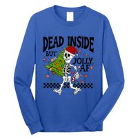 Dead Inside But Jolly Af Funny Skeleton Christmas Tree Retro Cute Gift Long Sleeve Shirt