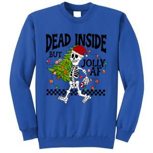 Dead Inside But Jolly Af Funny Skeleton Christmas Tree Retro Cute Gift Sweatshirt