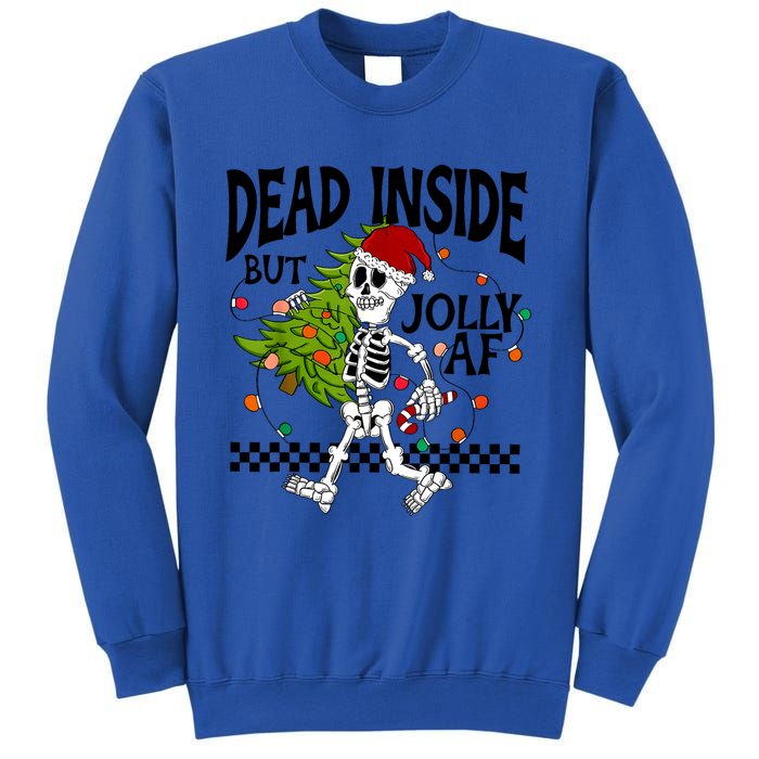 Dead Inside But Jolly Af Funny Skeleton Christmas Tree Retro Cute Gift Sweatshirt