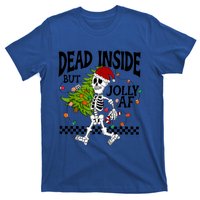 Dead Inside But Jolly Af Funny Skeleton Christmas Tree Retro Cute Gift T-Shirt