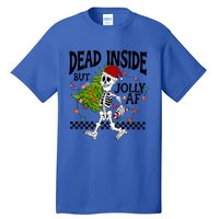 Dead Inside But Jolly Af Funny Skeleton Christmas Tree Retro Cute Gift Tall T-Shirt