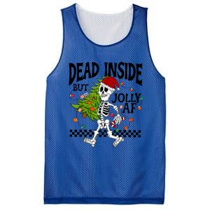 Dead Inside But Jolly Af Funny Skeleton Christmas Tree Retro Cute Gift Mesh Reversible Basketball Jersey Tank