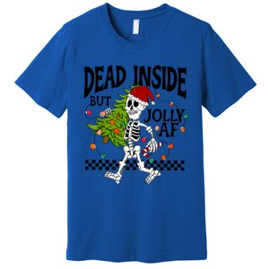 Dead Inside But Jolly Af Funny Skeleton Christmas Tree Retro Cute Gift Premium T-Shirt