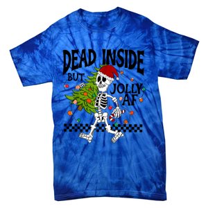 Dead Inside But Jolly Af Funny Skeleton Christmas Tree Retro Cute Gift Tie-Dye T-Shirt