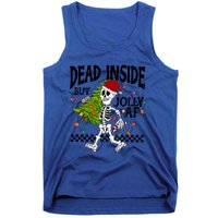 Dead Inside But Jolly Af Funny Skeleton Christmas Tree Retro Cute Gift Tank Top