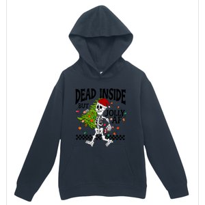 Dead Inside But Jolly Af Funny Skeleton Christmas Tree Retro Cute Gift Urban Pullover Hoodie