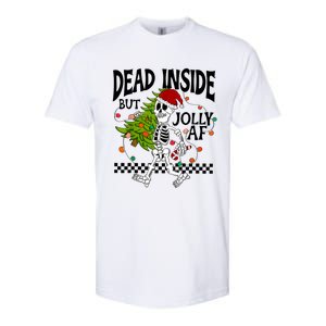 Dead Inside But Jolly Af Funny Skeleton Christmas Tree Retro Cute Gift Softstyle CVC T-Shirt