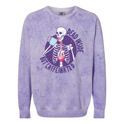 Dead Inside But Caffeinated Colorblast Crewneck Sweatshirt