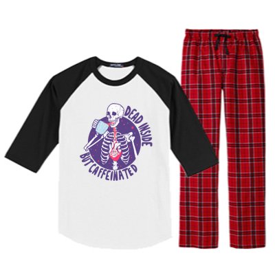 Dead Inside But Caffeinated Raglan Sleeve Pajama Set