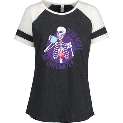 Dead Inside But Caffeinated Enza Ladies Jersey Colorblock Tee