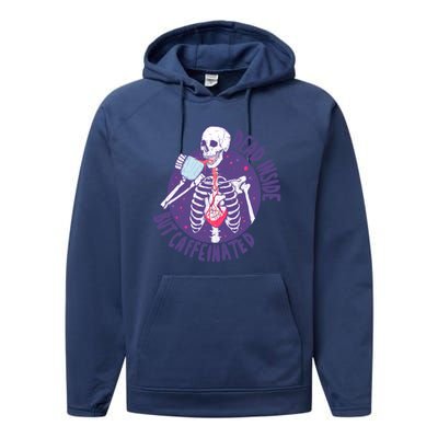 Dead Inside But Caffeinated Performance Fleece Hoodie