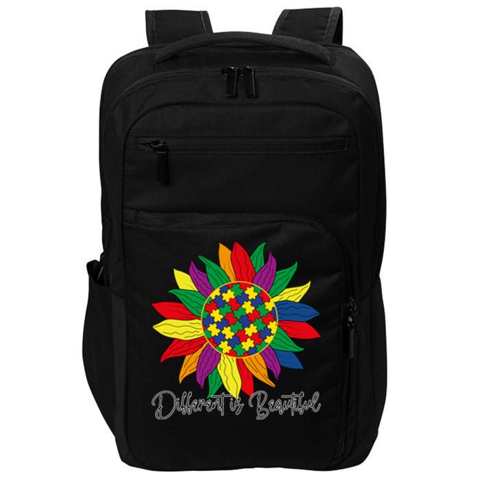 Different Is Beautiful Sunflower Puzzle Autism Awareness Month Gift Impact Tech Backpack