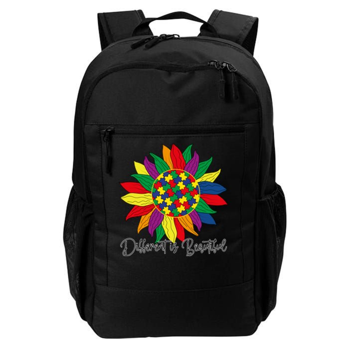 Different Is Beautiful Sunflower Puzzle Autism Awareness Month Gift Daily Commute Backpack