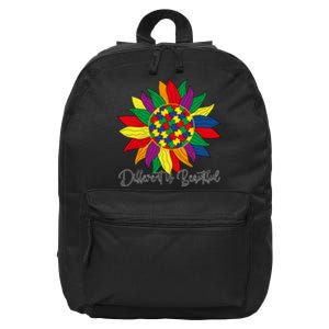 Different Is Beautiful Sunflower Puzzle Autism Awareness Month Gift 16 in Basic Backpack