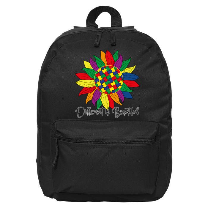 Different Is Beautiful Sunflower Puzzle Autism Awareness Month Gift 16 in Basic Backpack