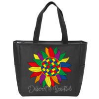 Different Is Beautiful Sunflower Puzzle Autism Awareness Month Gift Zip Tote Bag