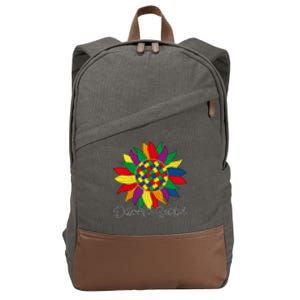 Different Is Beautiful Sunflower Puzzle Autism Awareness Month Gift Cotton Canvas Backpack