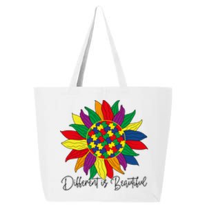 Different Is Beautiful Sunflower Puzzle Autism Awareness Month Gift 25L Jumbo Tote