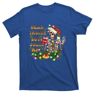 Dead Inside But Jolly Af Merry Christmas Skeleton Skull Gift T-Shirt