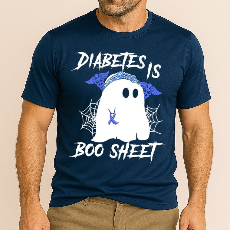 Diabetes Is Boo Sheet Halloween Ghost Diabetes Awareness Cooling Performance Crew T-Shirt