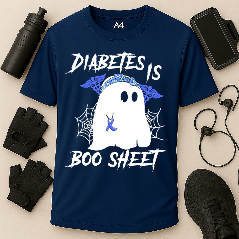 Diabetes Is Boo Sheet Halloween Ghost Diabetes Awareness Cooling Performance Crew T-Shirt