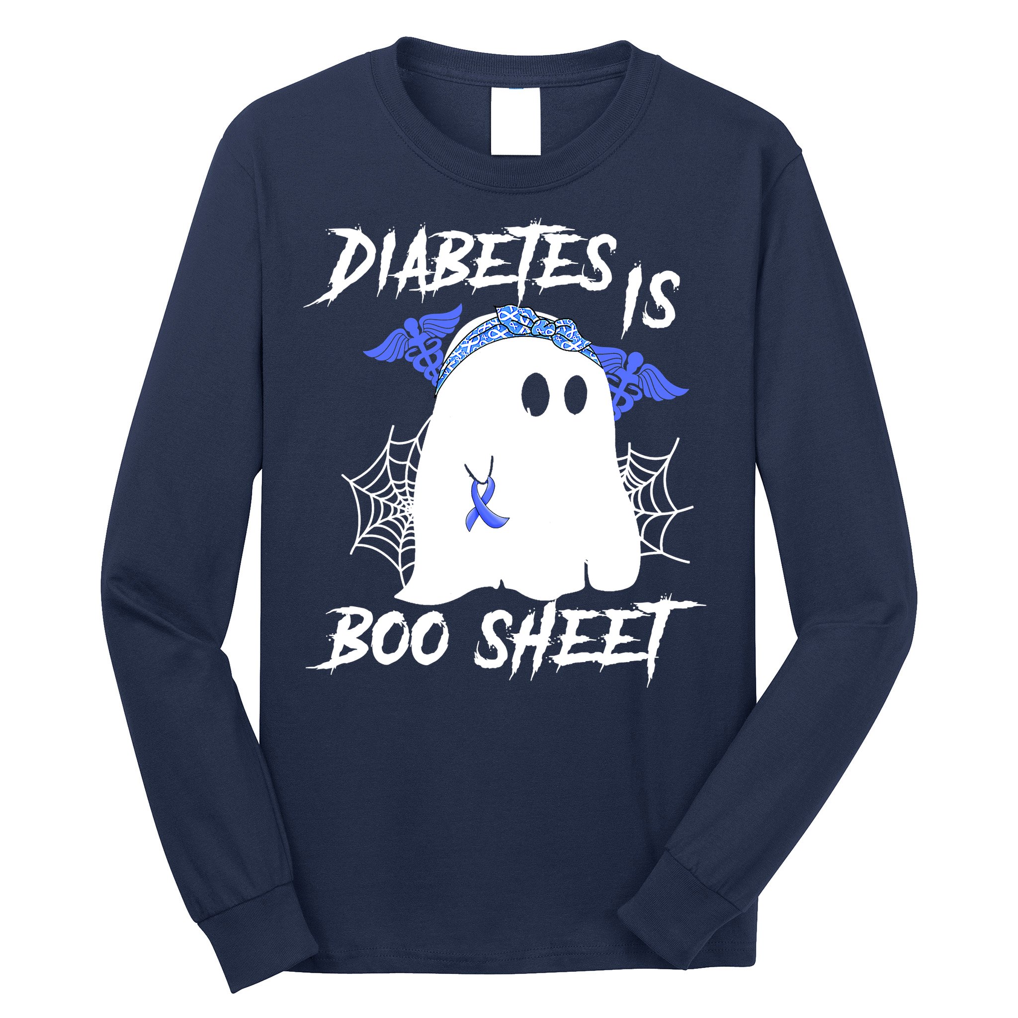 Diabetes Is Boo Sheet Halloween Ghost Diabetes Awareness Long Sleeve Shirt