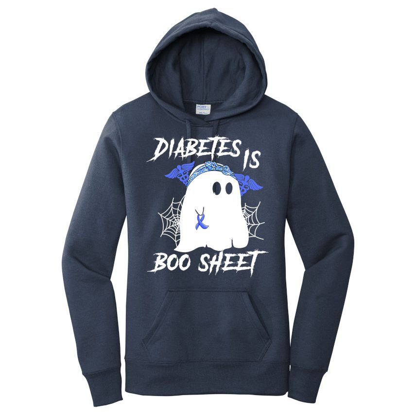 Diabetes Is Boo Sheet Halloween Ghost Diabetes Awareness Women's Pullover Hoodie