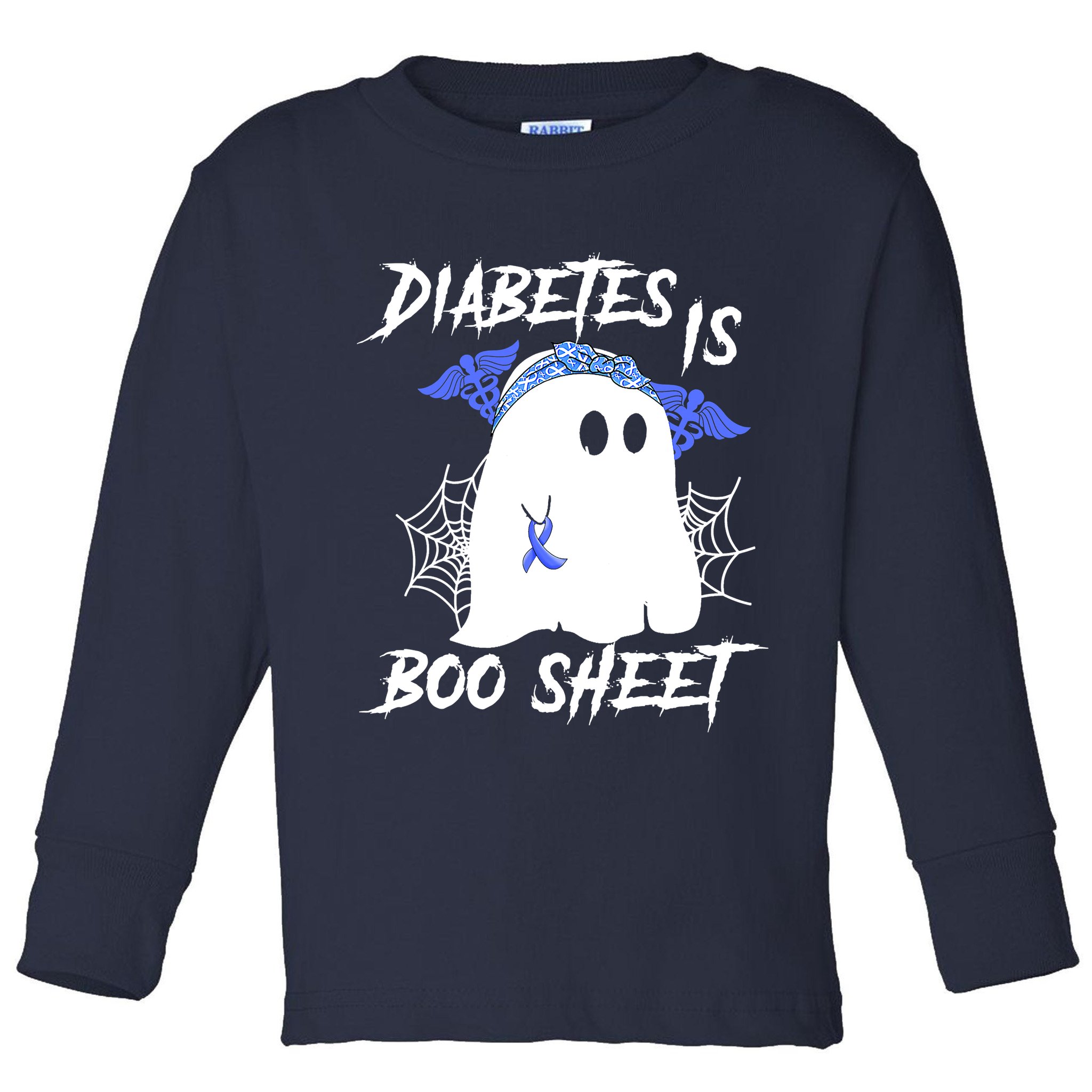 Diabetes Is Boo Sheet Halloween Ghost Diabetes Awareness Toddler Long Sleeve Shirt