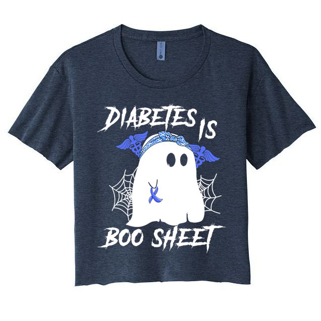 Diabetes Is Boo Sheet Halloween Ghost Diabetes Awareness Crop Top