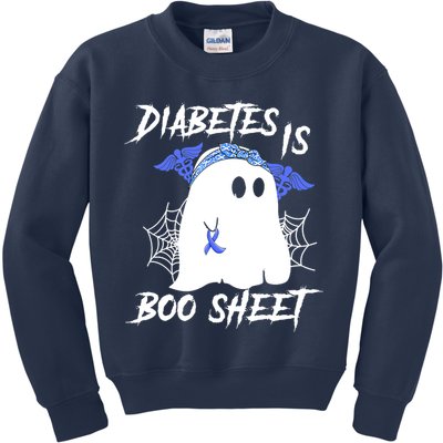 Diabetes Is Boo Sheet Halloween Ghost Diabetes Awareness Kids Sweatshirt