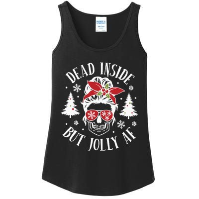 Dead Inside But Jolly Af Skeleton Funny Christmas Ladies Essential Tank