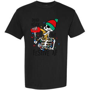 Dead Inside But Festive Af Skeleton Santa Hat Christmas Garment-Dyed Heavyweight T-Shirt