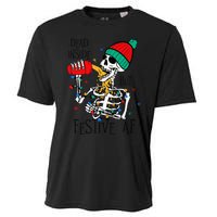 Dead Inside But Festive Af Skeleton Santa Hat Christmas Cooling Performance Crew T-Shirt