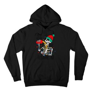 Dead Inside But Festive Af Skeleton Santa Hat Christmas Hoodie