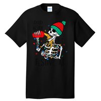 Dead Inside But Festive Af Skeleton Santa Hat Christmas Tall T-Shirt