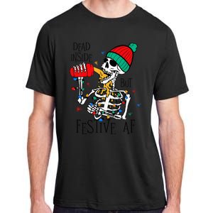 Dead Inside But Festive Af Skeleton Santa Hat Christmas Adult ChromaSoft Performance T-Shirt