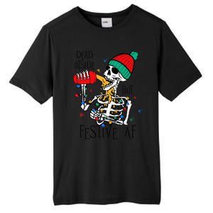 Dead Inside But Festive Af Skeleton Santa Hat Christmas Tall Fusion ChromaSoft Performance T-Shirt