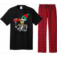 Dead Inside But Festive Af Skeleton Santa Hat Christmas Pajama Set