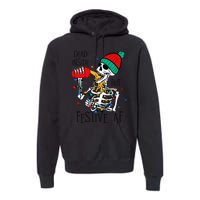 Dead Inside But Festive Af Skeleton Santa Hat Christmas Premium Hoodie