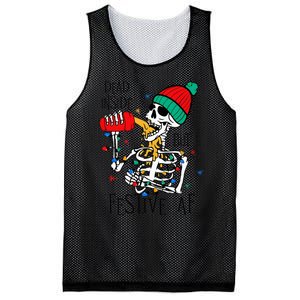 Dead Inside But Festive Af Skeleton Santa Hat Christmas Mesh Reversible Basketball Jersey Tank