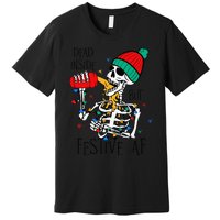 Dead Inside But Festive Af Skeleton Santa Hat Christmas Premium T-Shirt