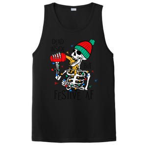 Dead Inside But Festive Af Skeleton Santa Hat Christmas PosiCharge Competitor Tank