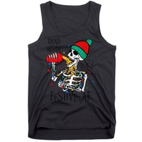 Dead Inside But Festive Af Skeleton Santa Hat Christmas Tank Top