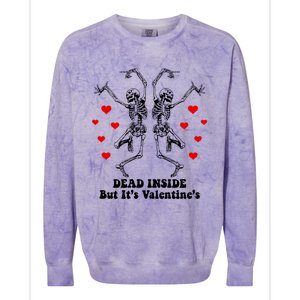 Dead Inside But ItS ValentineS Dancing Skeleton Couples Meaningful Gift Colorblast Crewneck Sweatshirt