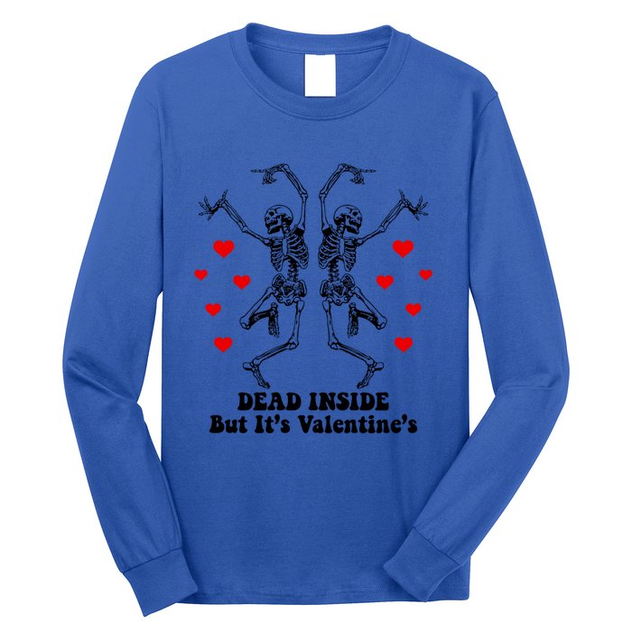 Dead Inside But ItS ValentineS Dancing Skeleton Couples Meaningful Gift Long Sleeve Shirt