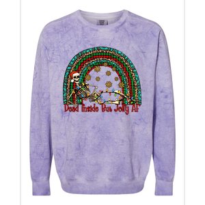 Dead Inside But Jolly Af Rainbow Christmas Skeleton Funny Gift Colorblast Crewneck Sweatshirt