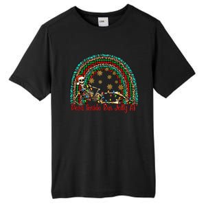 Dead Inside But Jolly Af Rainbow Christmas Skeleton Funny Gift Tall Fusion ChromaSoft Performance T-Shirt